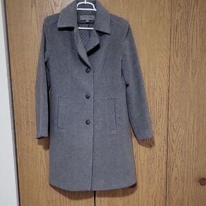 Anne Klein Women's Lambswool Light Grey Winter Coat Fully Lined Pockets Size 8